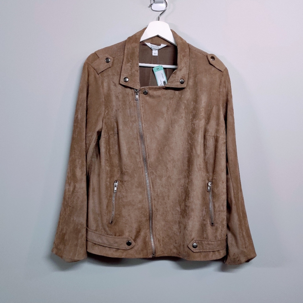 Market & Spruce Faux Suede Jacket Taupe Sz 1X